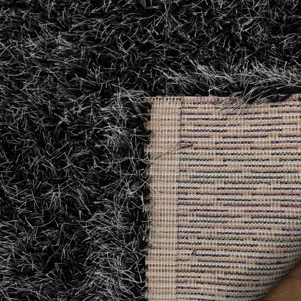 Well Woven Kuki Chie Glam Solid Textured Ultra-Soft Black 5&3 inch x 7&3 inch Two-Tone Shag Area Rug