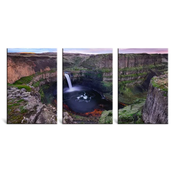Wall26 - 3 Panel Canvas Wall Art - Majestic Natural Landscape Triptych Canvas Series - Secluded Waterfall - Giclee Print Gallery
