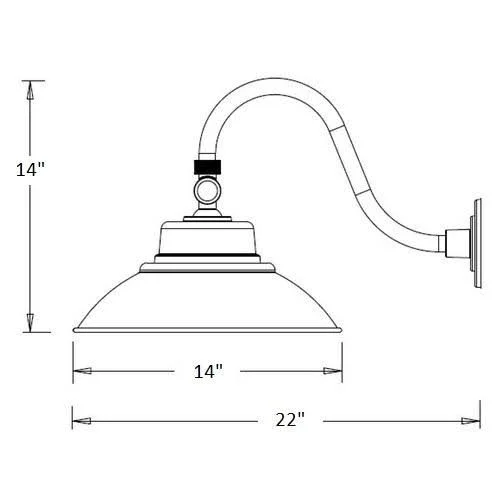 14x22 LED Dusk to Dawn Gooseneck Barn Light, 42 Watt, White, Black and Bronze Finishes, Mounting Arm and Wall Plate Included, W
