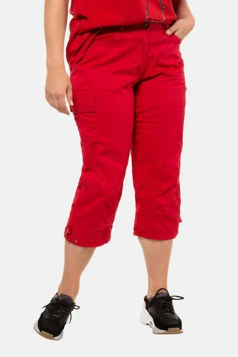 Plus Size Crop Pants - Woman, Red, Size: 30, Cotton, Ulla Popken