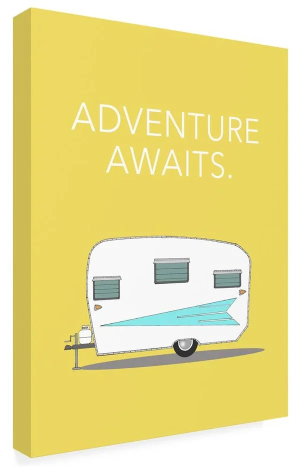 Trademark Art Annie Bailey Art 'Adventure Awaits Camping' Canvas Art