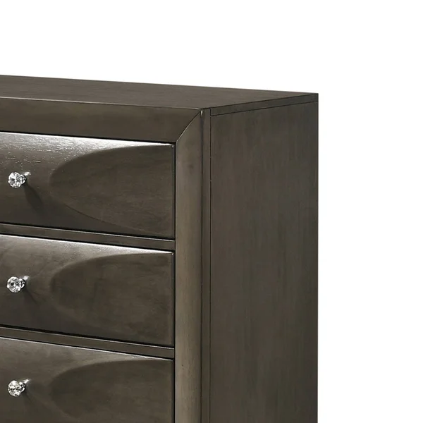 Benzara Bm205540 Wooden Dresser with 8 Spacious Drawers and Accent Knobs Gray
