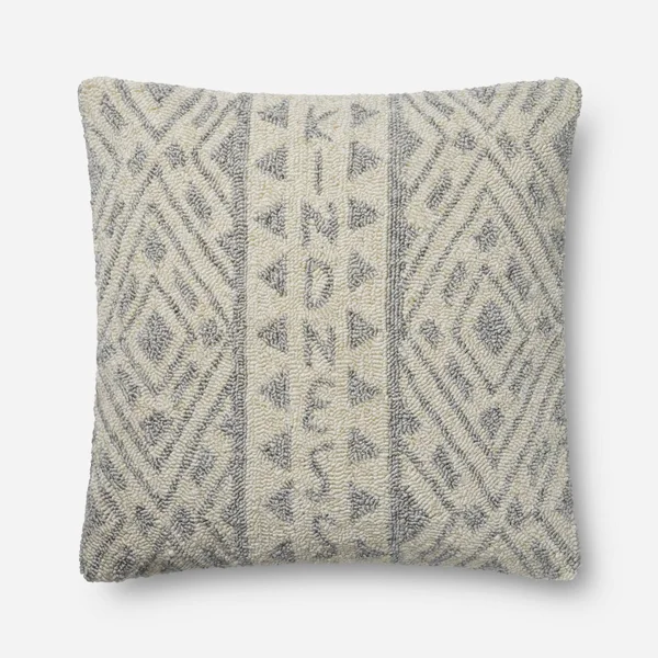 Ed Ellen DeGeneres Crafted by Loloi P4077 Grey - Ivory Throw Pillow Poly Fill
