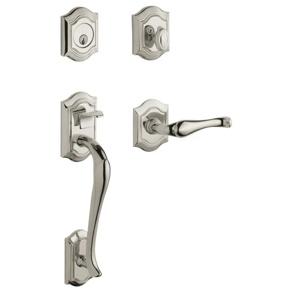Baldwin Bethpage Single Cylinder Sectional Handleset Bethpage Lever Lifetime Polished Nickel RH