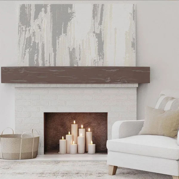 Ekena Millwork MANUPC08X12X36AE 8x22H x 12x22D x 36x22W Pecky Cypress Faux Wood Fireplace Mantel - Aged Pecan
