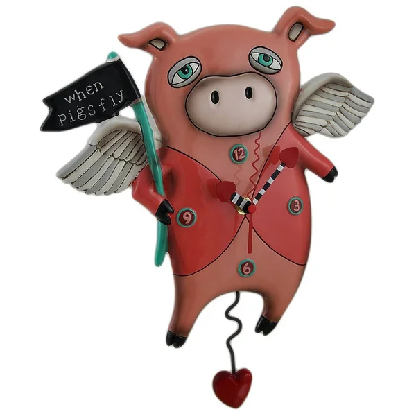 Allen Designs When Pigs Fly Pendulum Wall Clock 13 in.