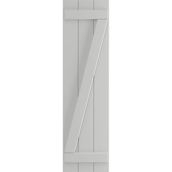 Ekena Millwork TFP102BBF16X063ST 16 1/8x22W x 63x22H True Fit PVC Three Board Joined Board-n-Batten Shutters w/Z-Bar, Hailstorm