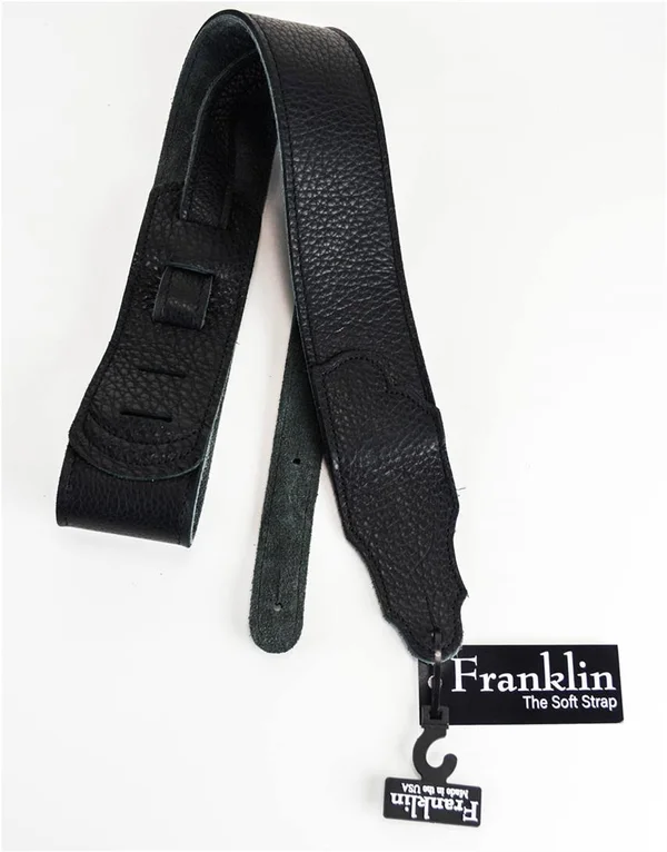 Franklin Strap 2.5x22 Original Black Glove Leather Guitar with Stitching