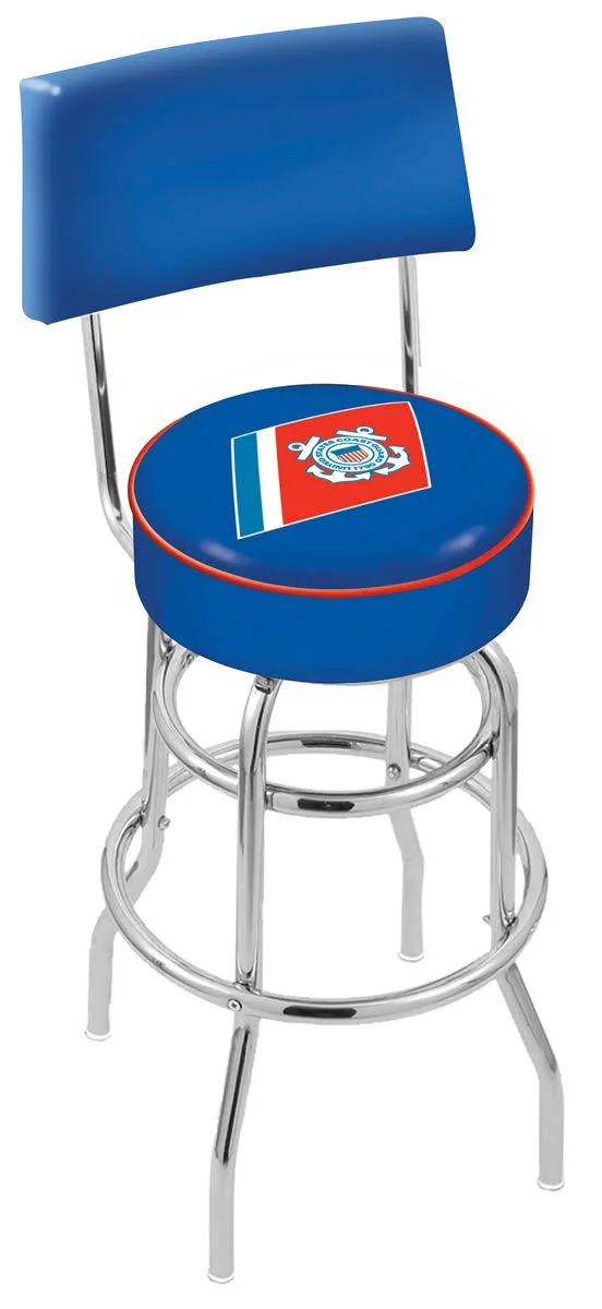 Holland Bar Stool 25x22 L7C4 - Chrome Double Ring U.S. Coast Guard Swivel Bar Stool with A