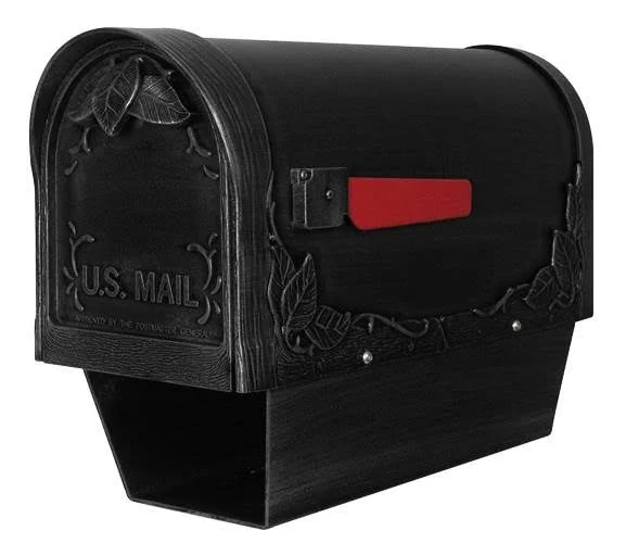 Special Lite SCF-2003-BLK Black Floral Curbside Mailbox with Paper Tube