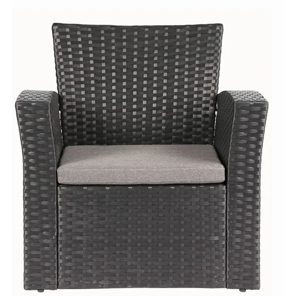 Baner Garden Outdoor Furniture Complete Patio Wicker Rattan Set, Black, 4-Pieces