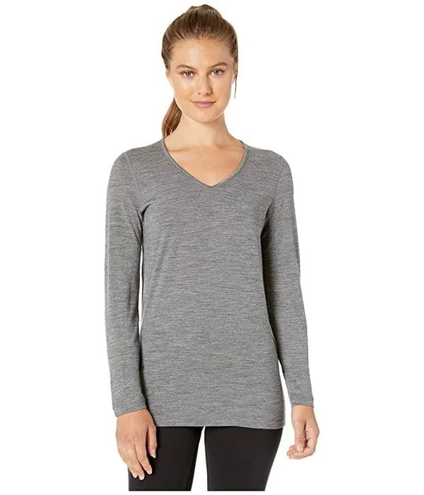 Icebreaker Women's 200 Oasis LS V Neck Top - Large - Gritstone Heather