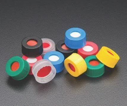 JG Finneran R.A.M. 53951-09FN Preassembled Screw Threaded Ribbed Cap and Fixed PTFE/Silicone Septa, Natural, 9mm Cap Size (Case