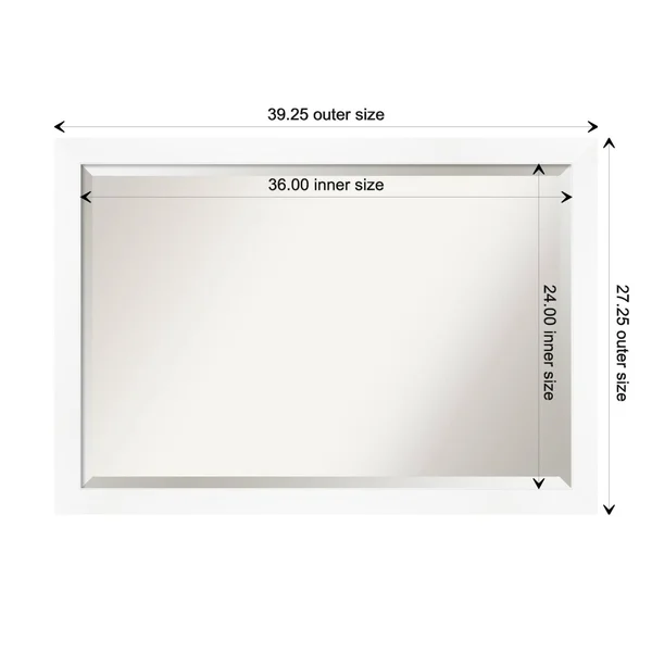 Amanti Art Narrow Cabinet White Bathroom Vanity Wall Mirror - 39x27
