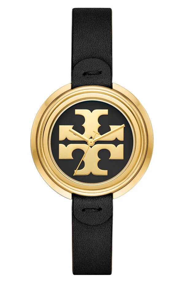 Tory Burch The Miller Leather Strap Watch, 36mm - Black