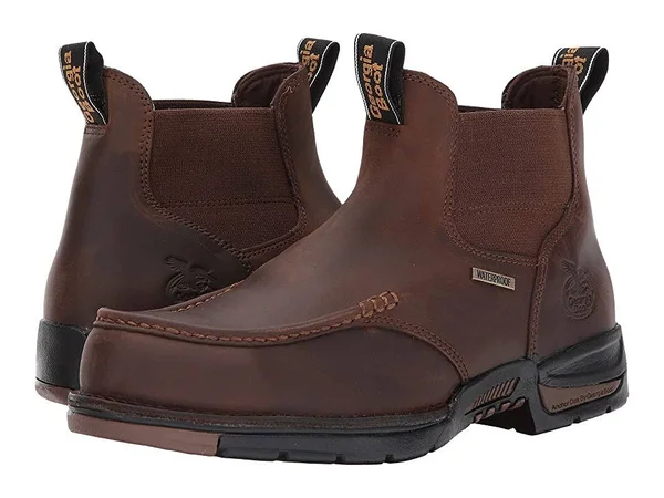 Men's Brown Georgia Boot Athens Chelsea Waterproof Work Boot Size 8