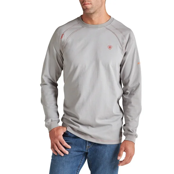 Ariat Men's Silver Fox Crew Long Sleeve FR Work T-Shirt - Big & Tall