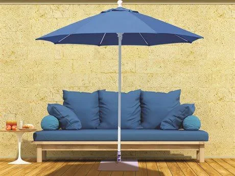 Galtech Quick Ship Commercial 7.5 Foot Aluminum Octagon Push Up Lift Umbrella White - Sunbrella Canvas - 725-WH-51