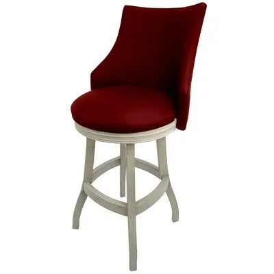 Esita Swivel Wood Bar & Extra Tall Stool Red Barrel Studio Color: Antique White - Upholstery: Red, Seat Height: Bar Stool (30