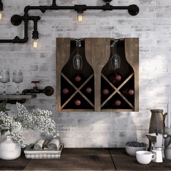 Furniture of America Aniya Rustic Wine Rack - Reclaimed Oak