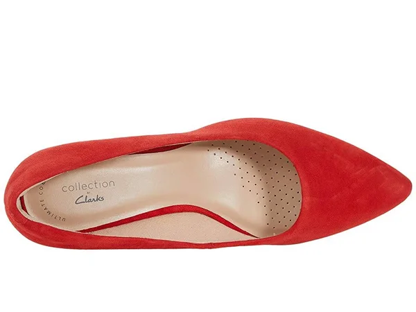 Clarks Linvale Jerica Pump, Women's, Red Suede, Size 7, Pumps