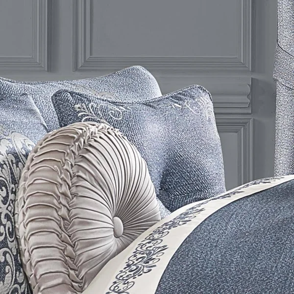J.Queen New York Richmond 18x22 Square Embellished Decorative Throw Pillow Indigo