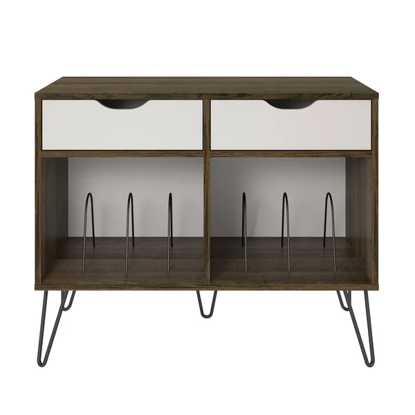 Novogratz Concord Turntable Stand with Drawers - White