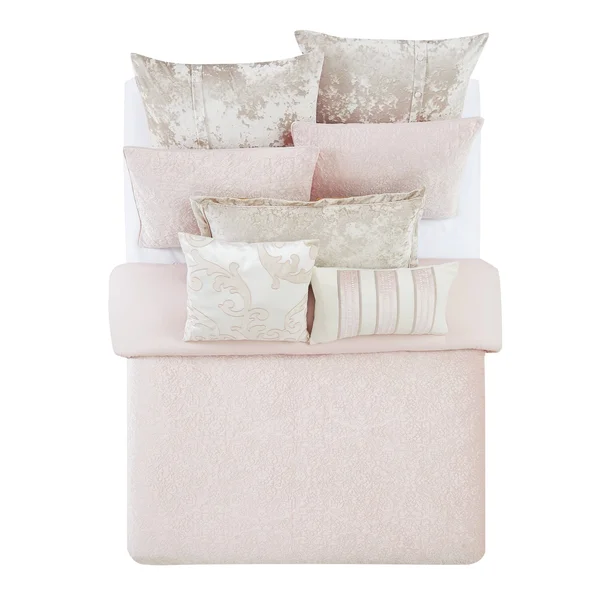 Charisma Melange Quilted Velvet Comforter Set, King - Pink