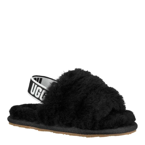 Ugg Girls& Toddler Fluff Yeah Sandals - Black - 6M