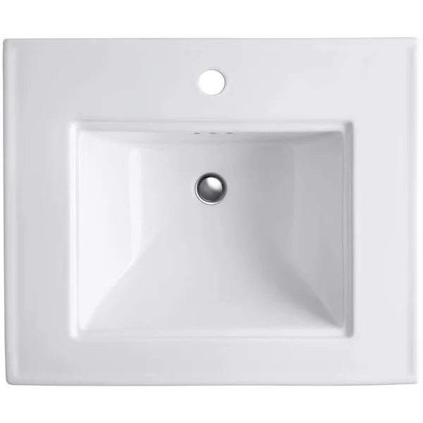 KOHLER K-2344-1-0 Memoirs Stately 24 In. Pedestal Bathroom Sink with Single Faucet Hole, White