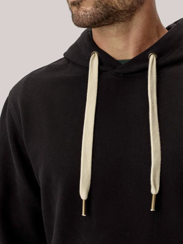 Buck Mason Men's Brushed Loopback Hooded Sweatshirt in Black - Size Small, Cotton