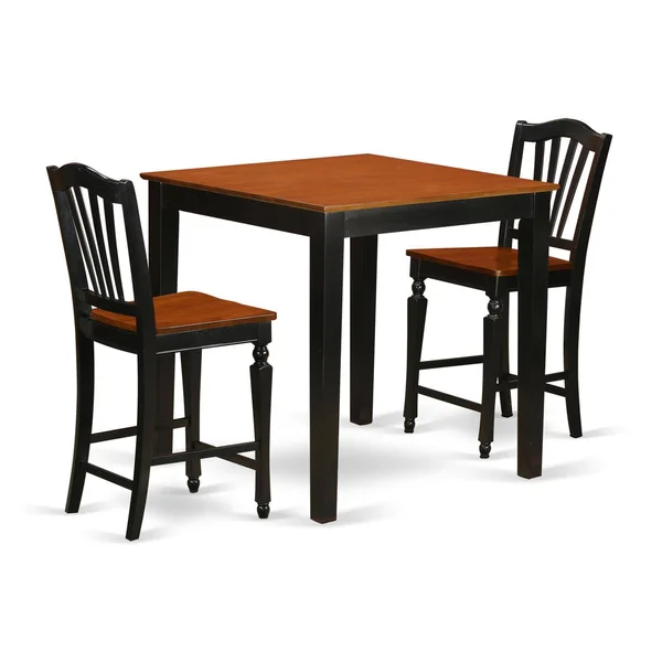 East West 3 Piece Counter Height Pub Table Set - Black