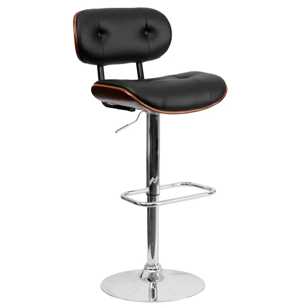 Flash Furniture Adjustable Bentwood Bar Stool - Black/Walnut