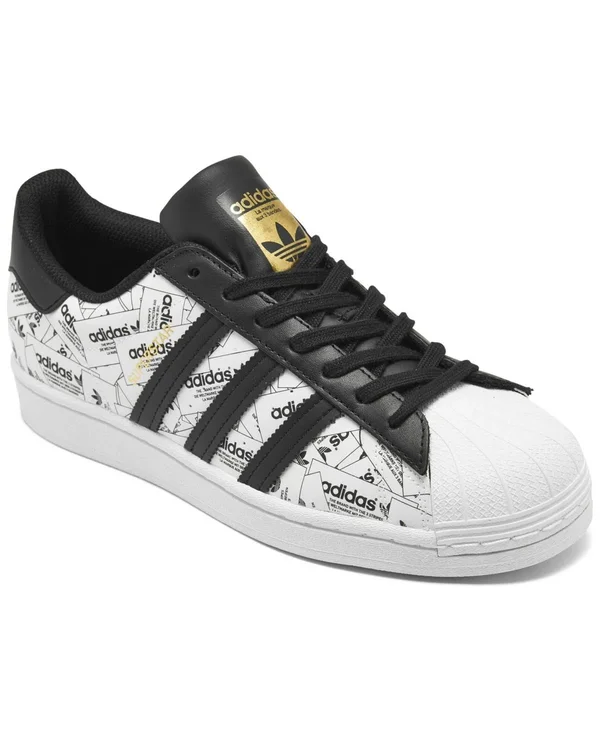 Adidas Superstar White/Black Print Men's Shoes - Size: 10
