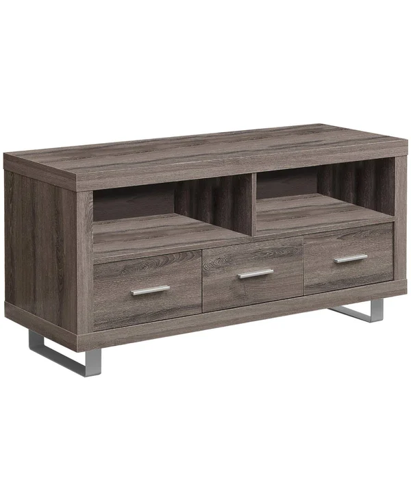 Monarch Specialties 48x22 TV Stand, Dark Taupe with 3 Drawers