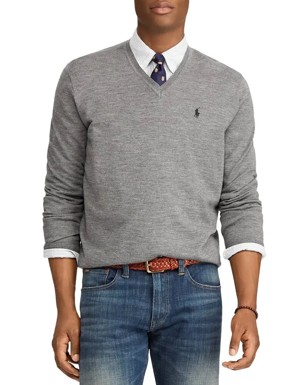 Polo Ralph Lauren Men's Washable Merino Wool Sweater - Fresco Blue Heather