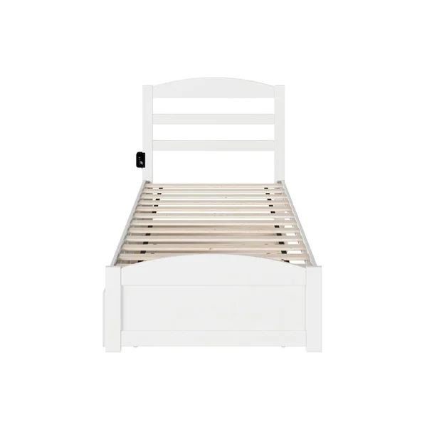 Atlantic Furniture Warren Walnut Twin Bed with Footboard and Twin Trundle - Brown