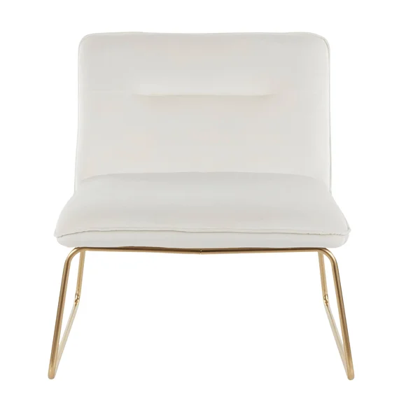 LumiSource Casper Accent Chair Cream Velvet Gold Metal