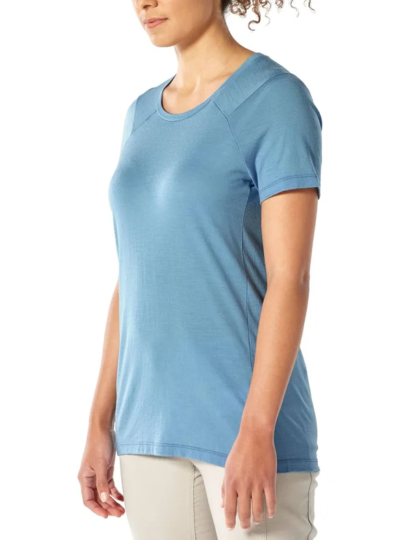 Icebreaker Women's Nature Dye Galen SS Crewe - Small - True Indigo LT