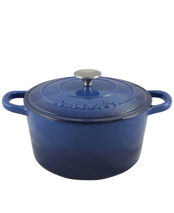 Crock Pot Artisan Enameled Cast Iron 5-Quart Round Dutch Oven, Sunset Orange