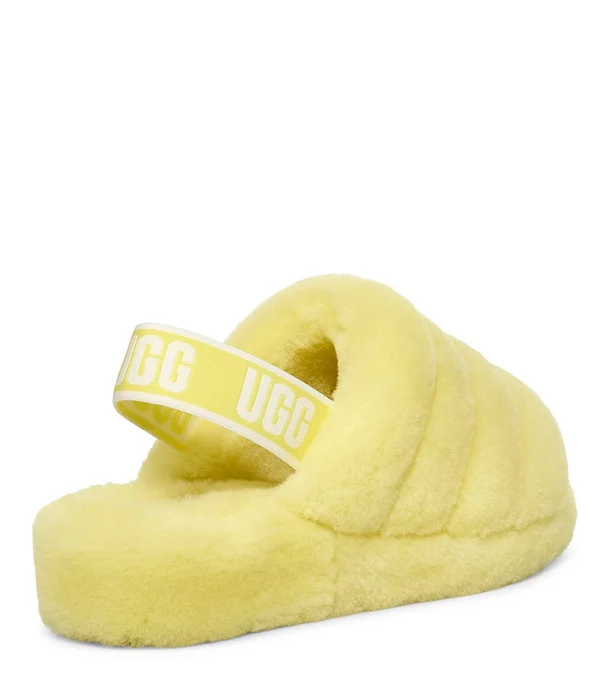 Ugg Women's Fluff Yeah Slide Sheepskin in Neon Yellow - Size 10