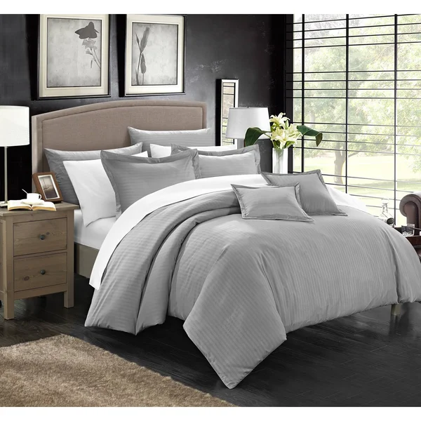 Chic Home 11-Piece Keynes Silver Comforter Set - King