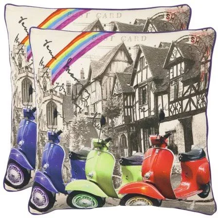 Safavieh Vienna Printed Pattern Pillow, Set of 2, Size: 18 inch x 18 inch, Beige