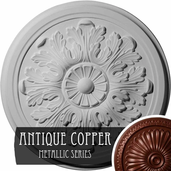 12 3/4 inchod x 7/8 inchp Legacy Acanthus Ceiling Medallion (Fits Canopies Up to 3 1/2 inch) - Hand-Painted Rust