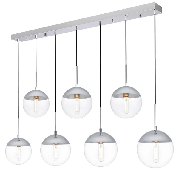 Elegant LD6089C Eclipse 7 Lights Chrome Pendant with Clear Glass