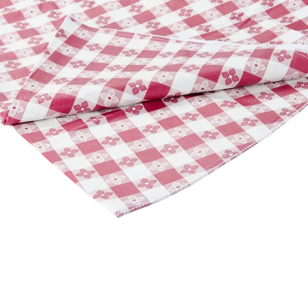 Intedge 90x22 Round Burgundy Checkered Gingham Vinyl Table Cover with Flannel Back