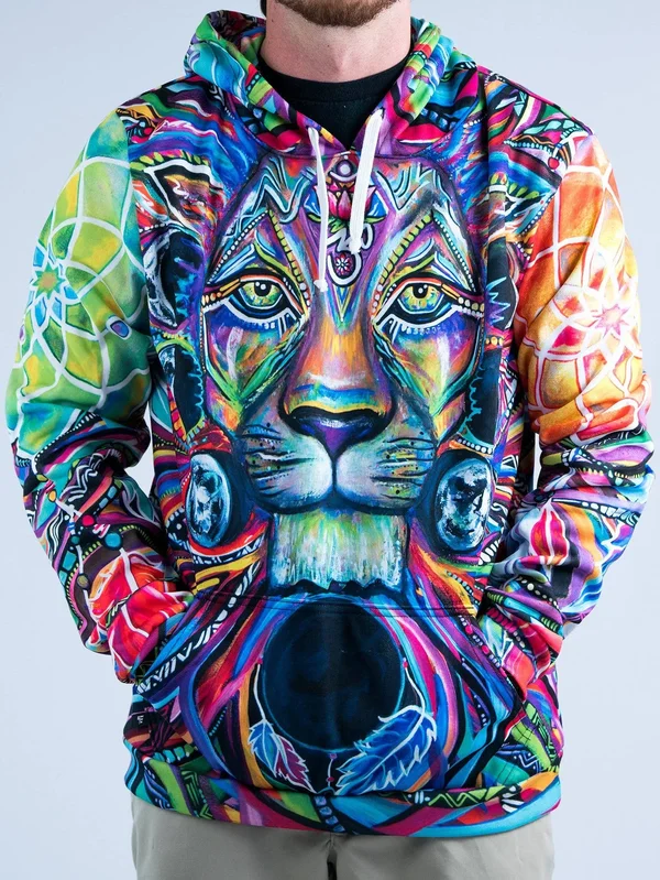 Lunar Lion Unisex Hoodie L, Red, Pullover Hoodie
