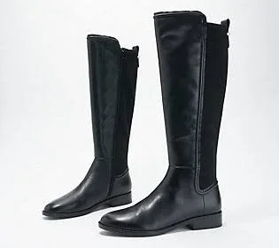 Marc Fisher Leather or Suede Tall Shaft Boots - Shiane - Size 11 Medium, Black Leather