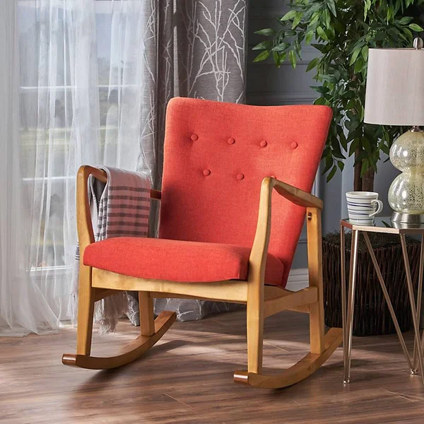 Brayden Studio Sauceda Fabric Rocking Chair - Muted Orange