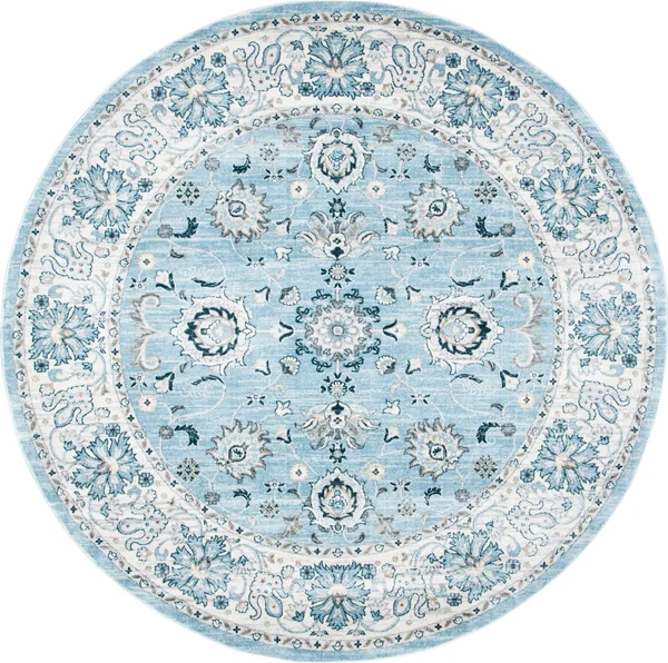 Safavieh Isabella Collection ISA940M Area Rug - 6& 7x22 Round, Light Blue/Cream